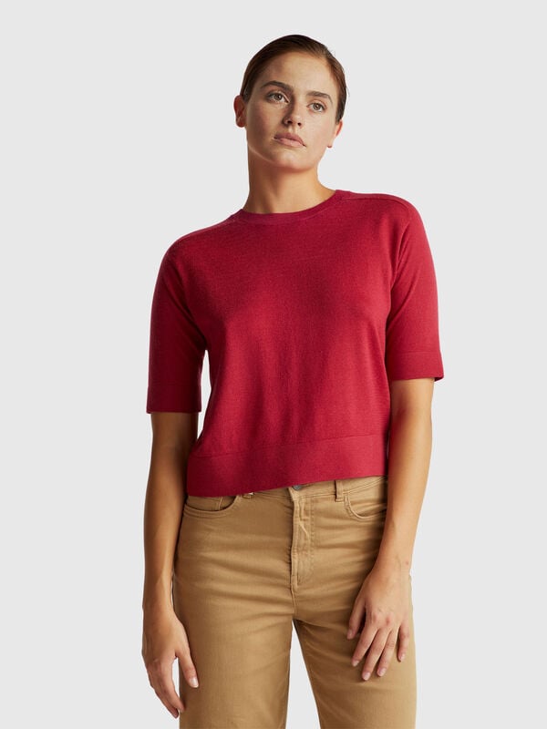 Short sleeve sweater in pure Merino wool Short sleeve sweater in pure Merino wool Women
