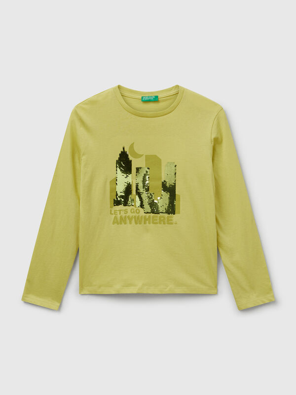 Cotton t-shirt with sequins Junior Girl