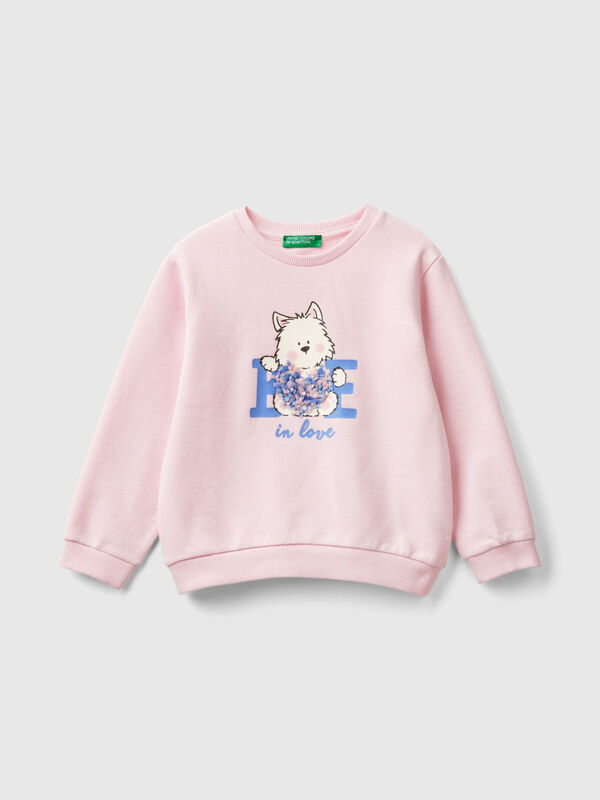 Sweatshirt with petal look applique Junior Girl