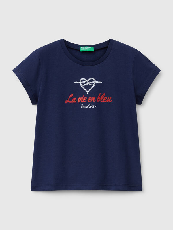 T-shirt in cotton with glitter Junior Girl