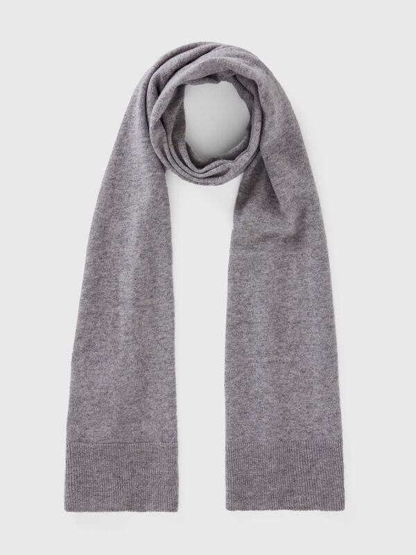 Marl gray scarf in pure Merino wool