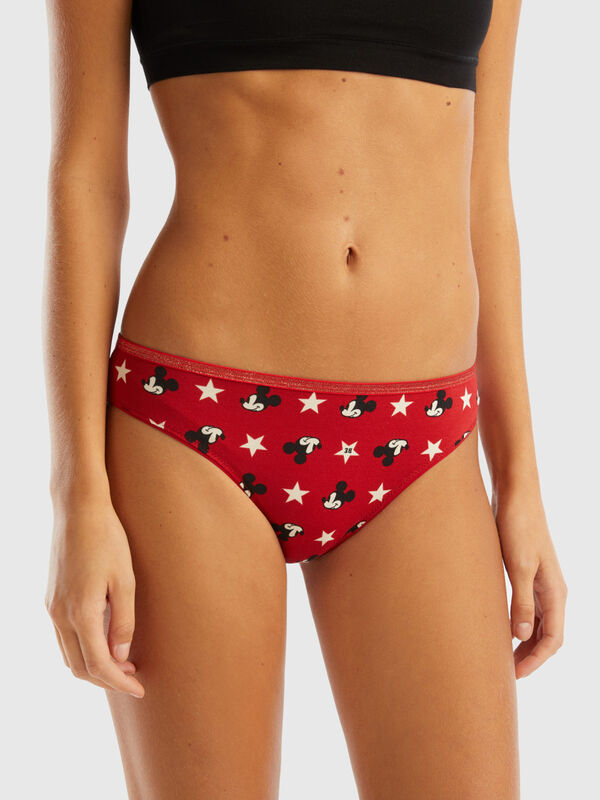 Red Mickey Mouse briefs with lurex