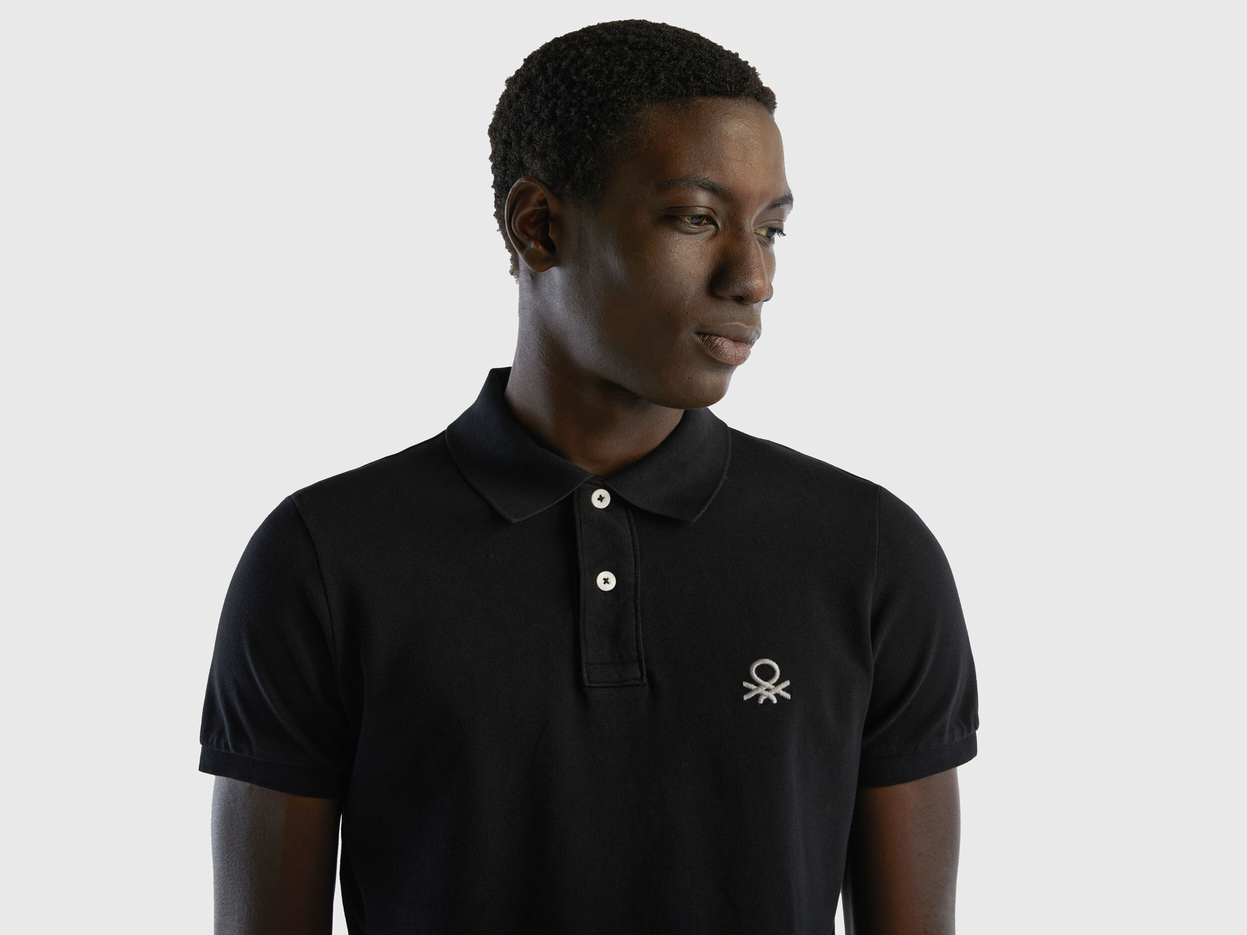 Black slim fit polo Black Benetton