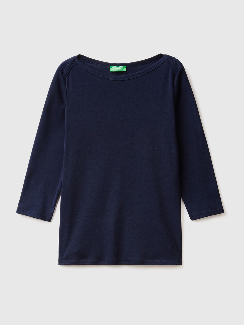 T-shirt with boat neck in 100% cotton image number 1