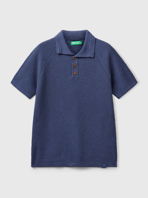 Short sleeve polo in linen blend Junior Boy