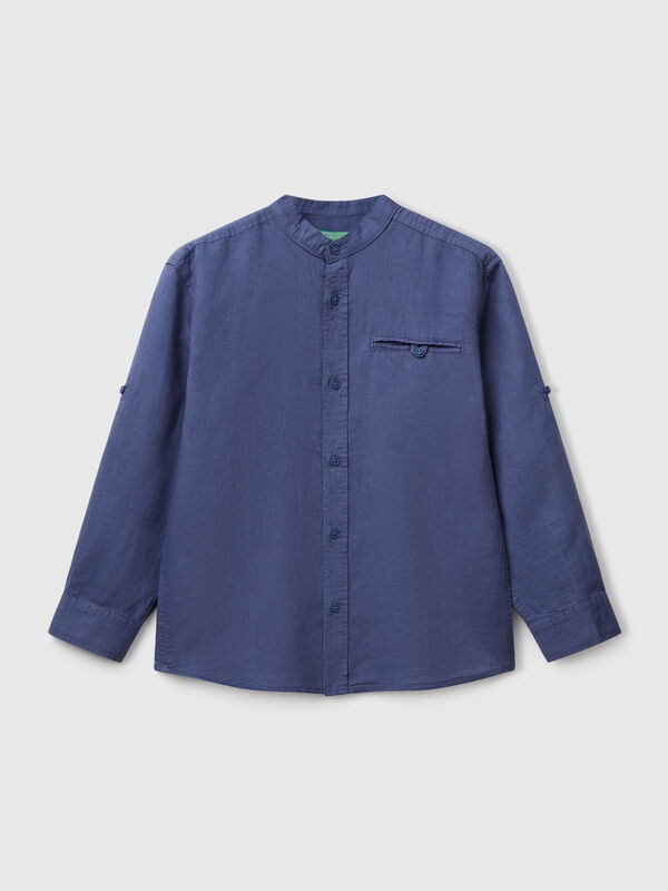 Mandarin collar shirt in linen blend Junior Boy
