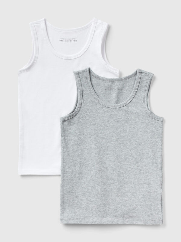 Two tank tops in stretch organic cotton