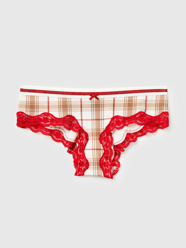Tartan underwear with lace Women