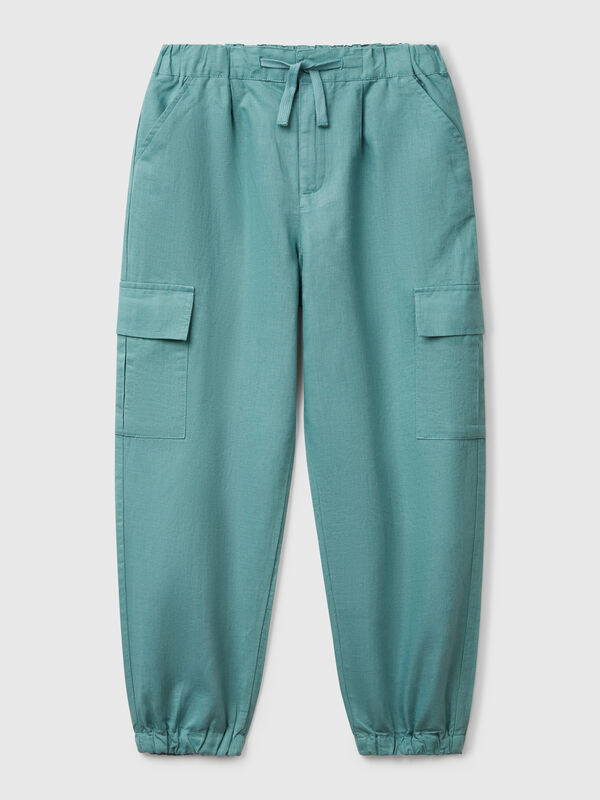 Cargo fit trousers in linen blend Junior Girl