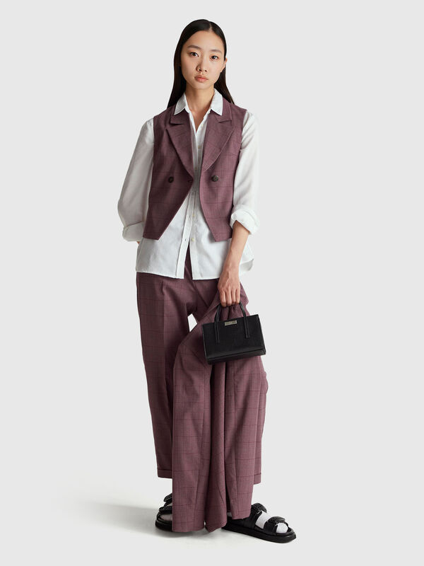 Double-breasted Prince of Wales vest Women