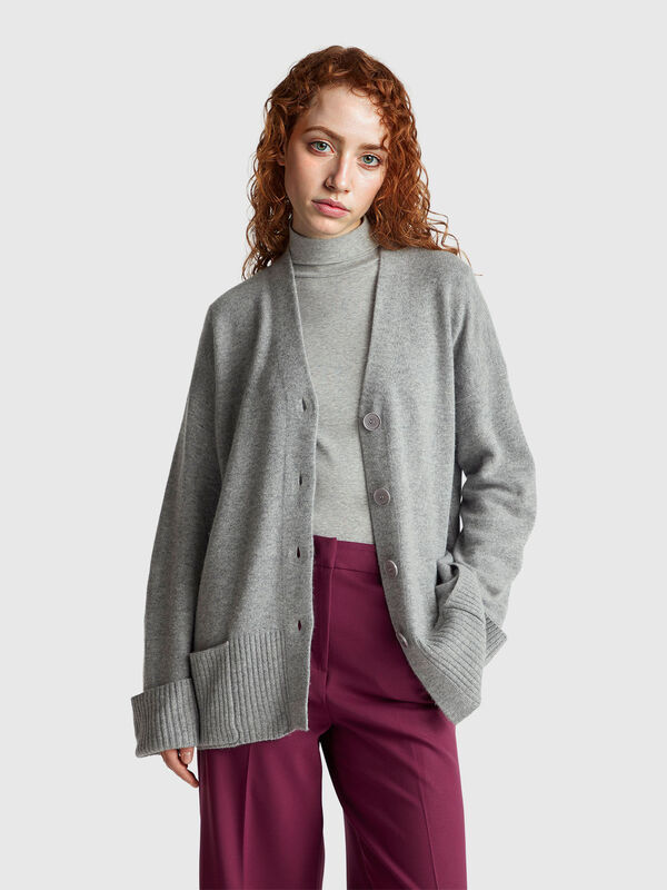 Oversized fit cardigan in wool blend Women