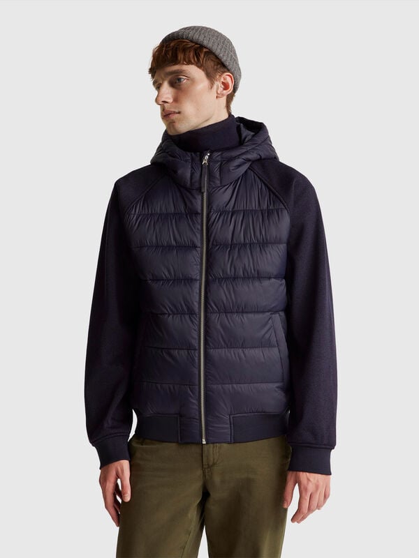 Regular fit jacket in nylon and knit fabric Men