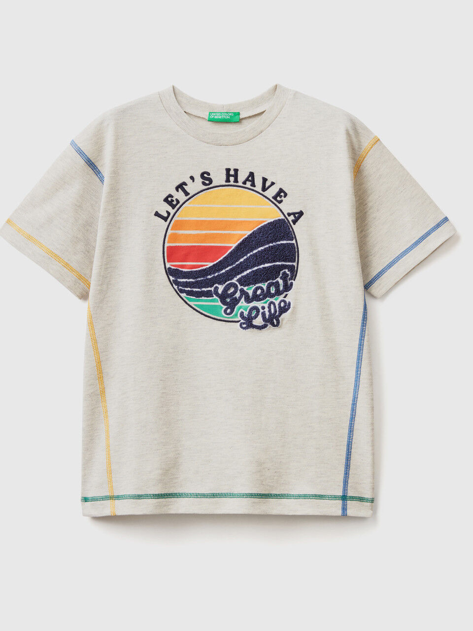 T-shirt with print and embroidery