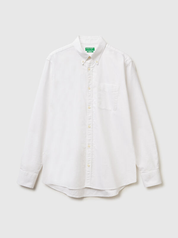 White regular fit button-down shirt Men
