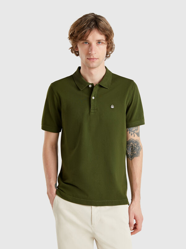 Olive green slim fit polo shirt Men