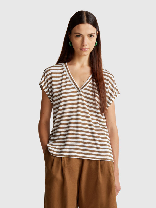 Striped t-shirt in linen blend Women
