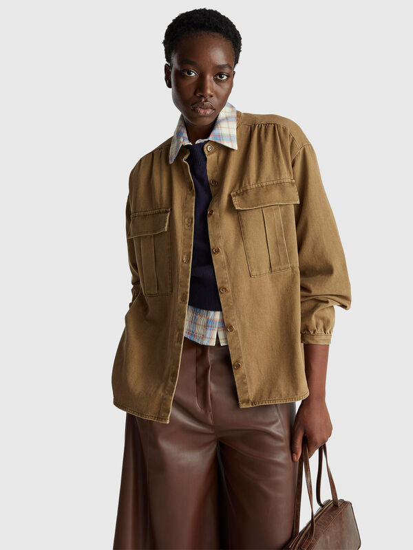 Oversized fit shirt with Mandarin collar Women