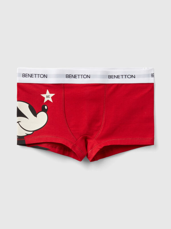 Red boxers with Mickey Mouse print