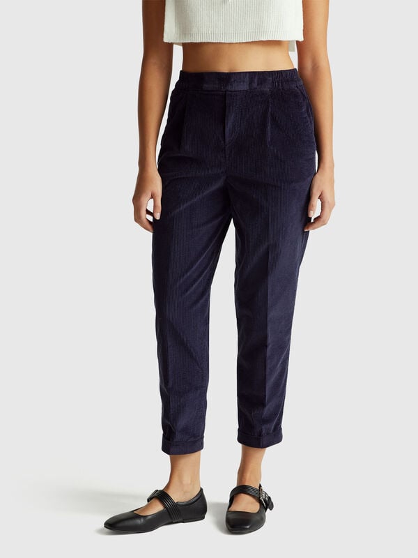 Chinos in velvet with stretch waist Women