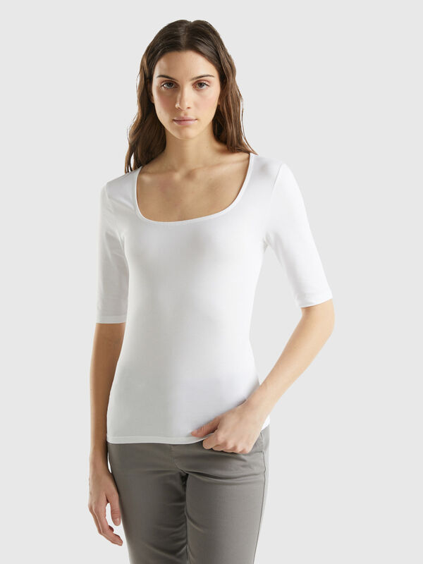 Fitted stretch cotton t-shirt Women
