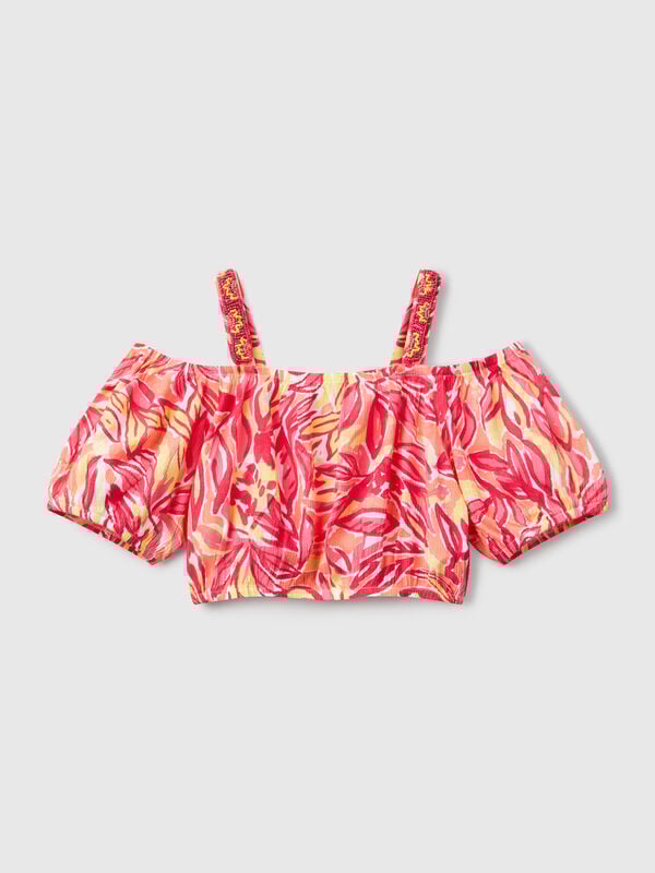Crop top with tropical print Junior Girl
