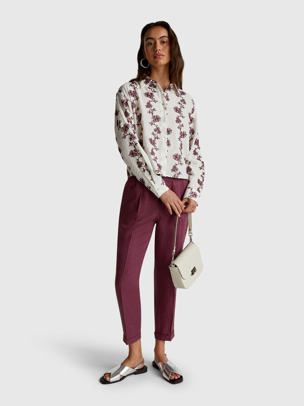 Regular fit pure linen trousers Women