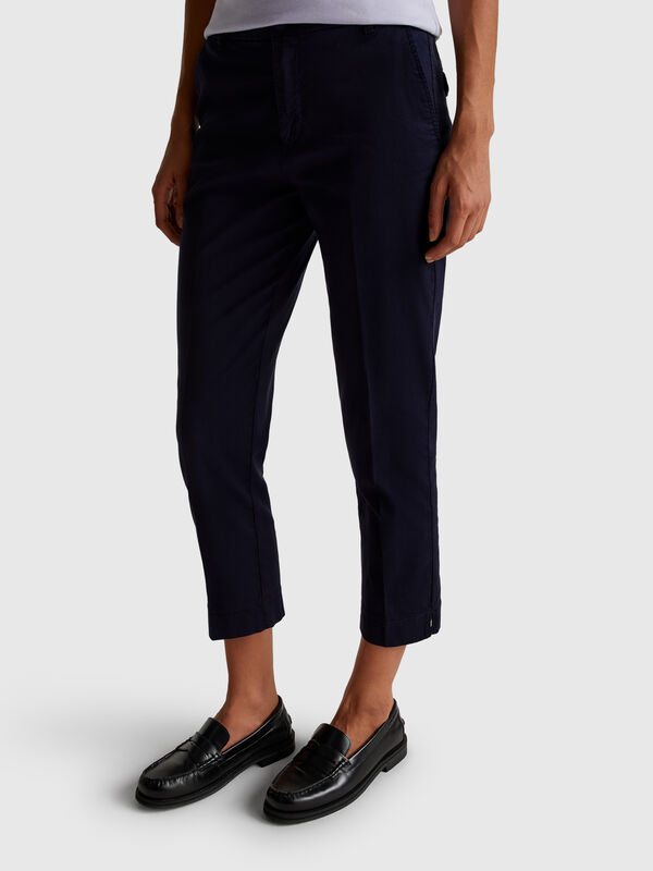 Cropped chinos in stretch cotton Women