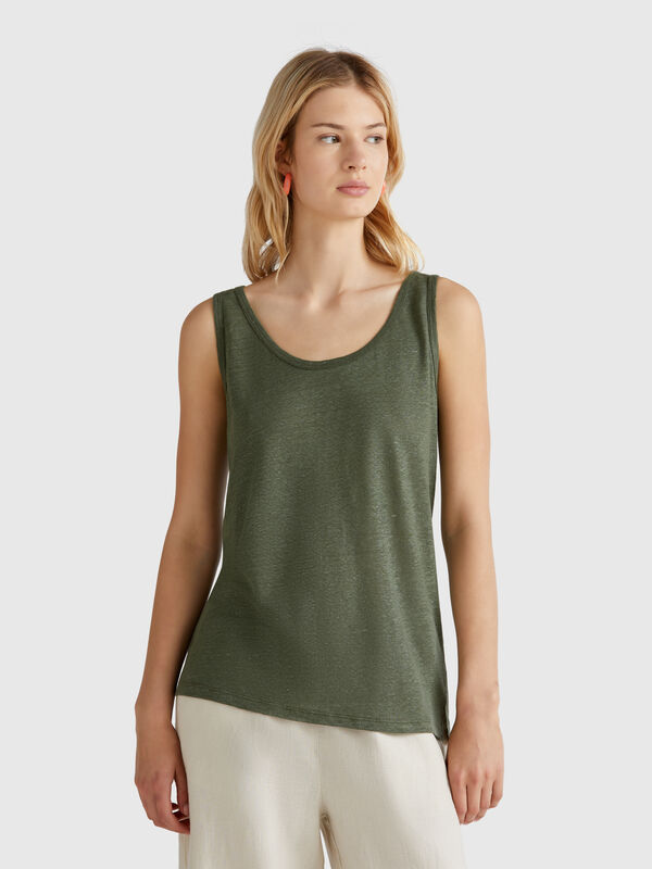 Tank top in pure linen Women
