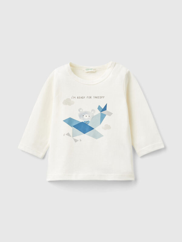 T-shirt with print in warm organic cotton New Born (0-18 months)