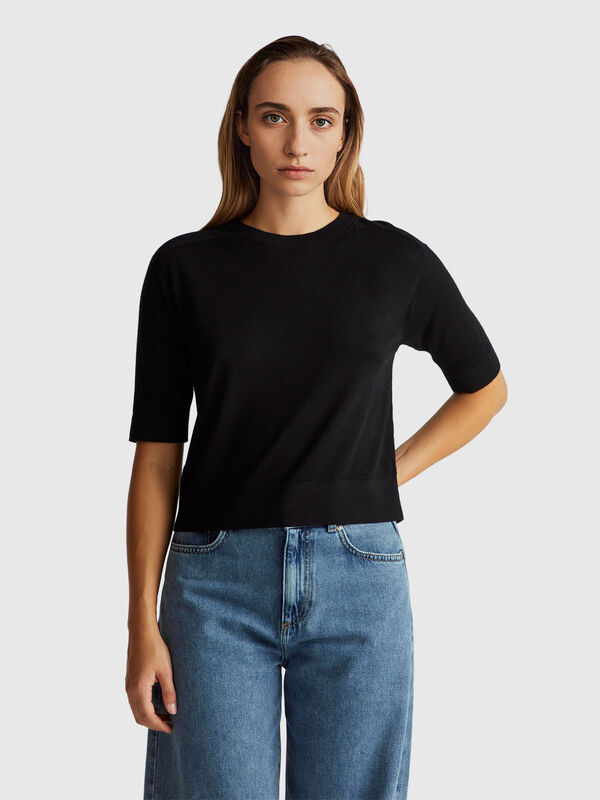 Short sleeve sweater in pure Merino wool Short sleeve sweater in pure Merino wool Women