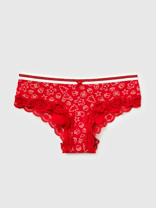 Christmas culotte-style underwear with lace Women