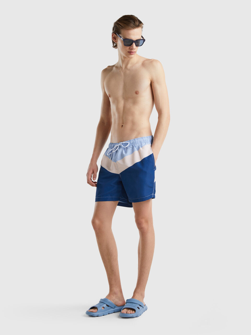 Color block swim trunks