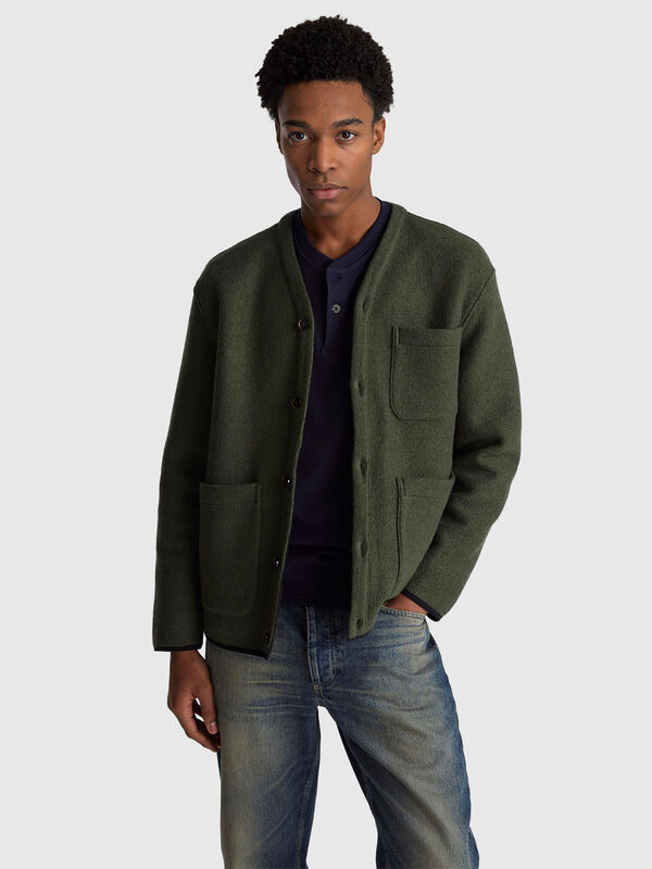 Jacket with pockets in viscose and wool blend Men