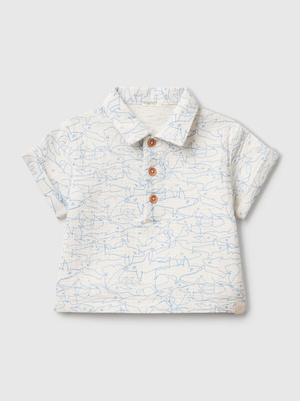 Polo with shark print New Born (0-18 months)