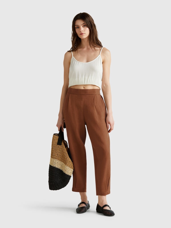 Soft trousers in pure linen Women