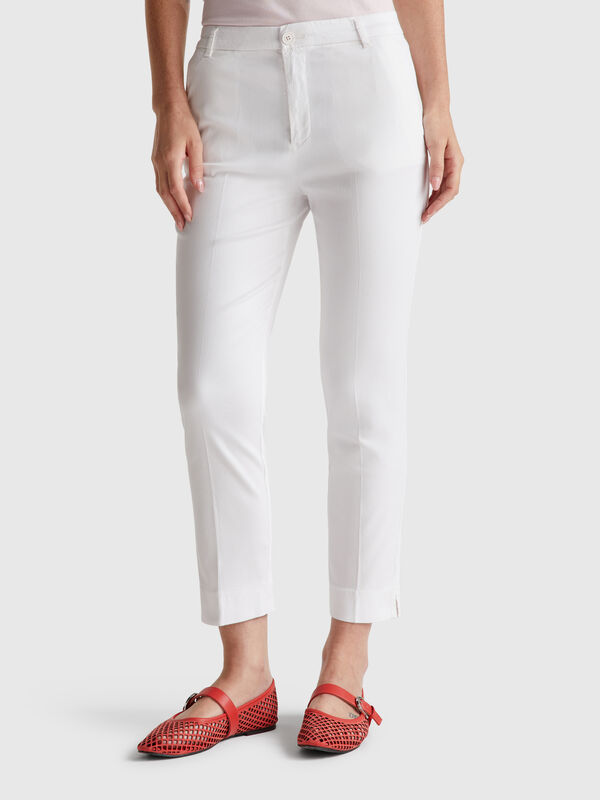 Cropped chinos in stretch cotton Women