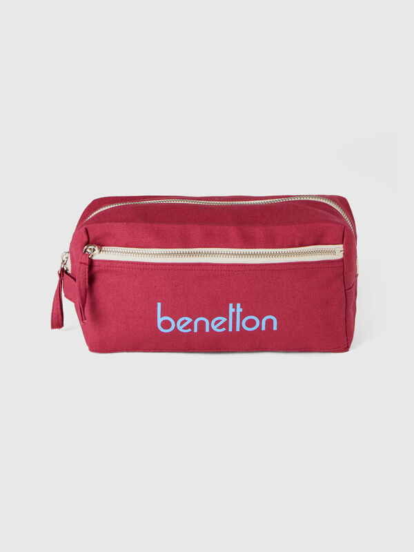 Burgundy beauty case in pure cotton