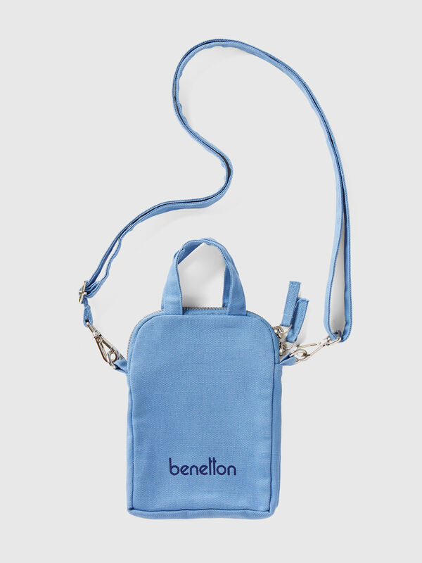 Light blue cell phone holder in pure cotton