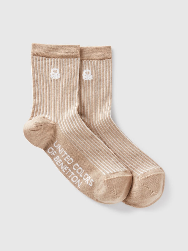 Beige striped socks