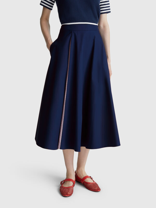 Midi skirt with stripe insert Women