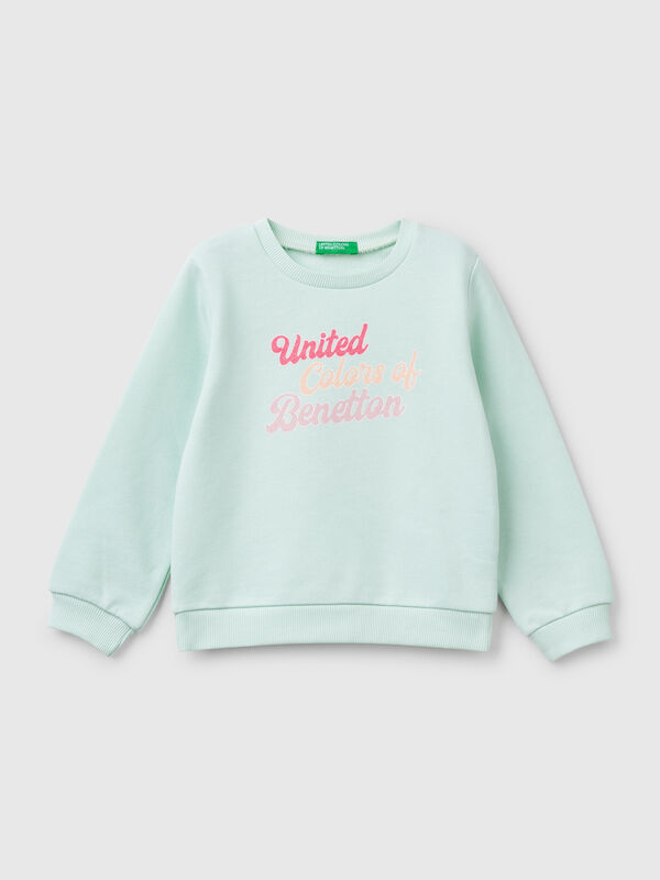 Sweatshirt in cotton with glittery print Junior Girl