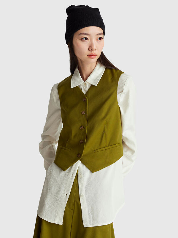 Vest in wool and viscose blend Women