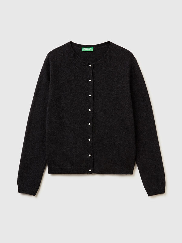 Charcoal gray cardigan in pure Merino wool Women