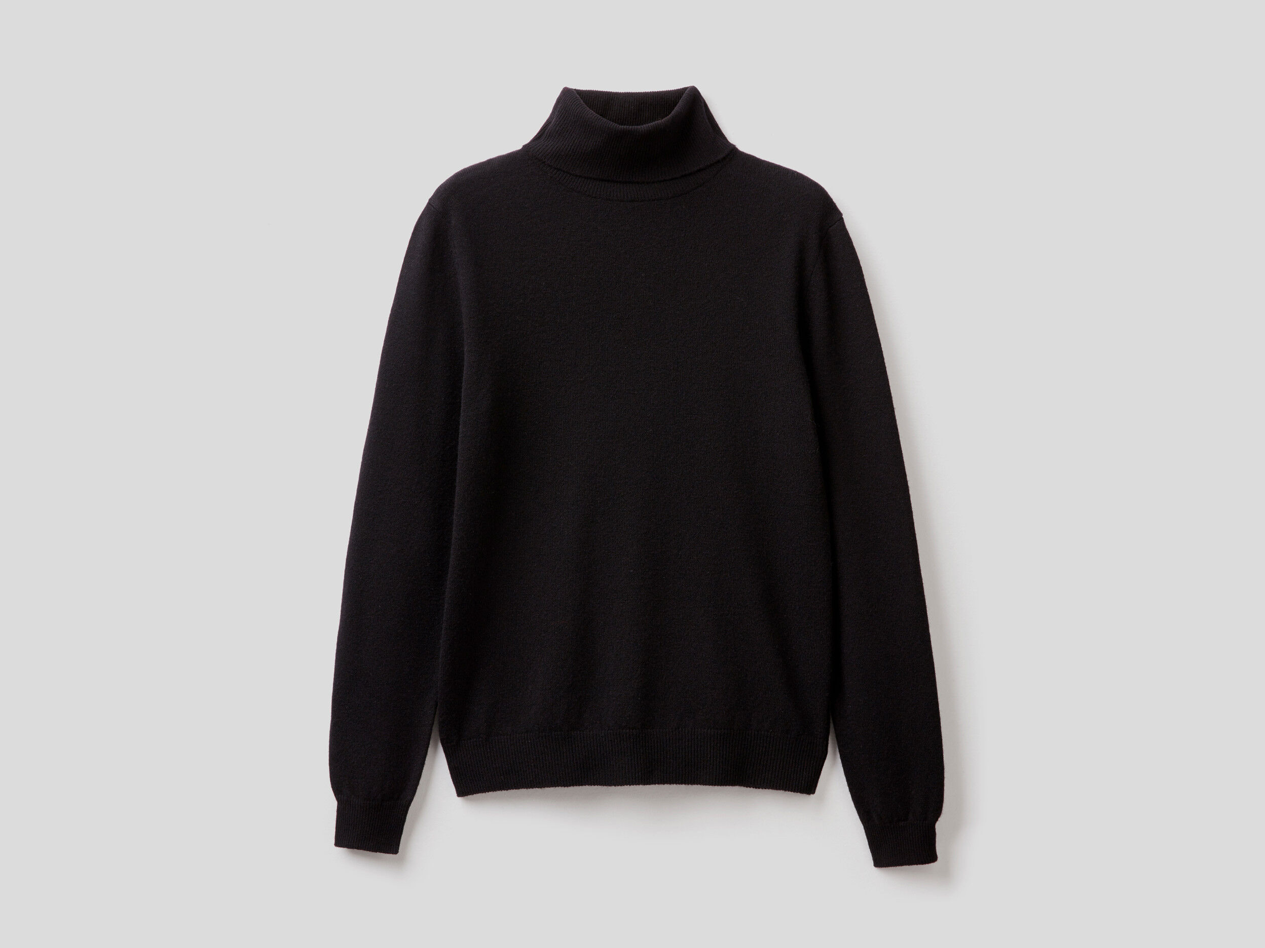 Black merino wool turtleneck sweater