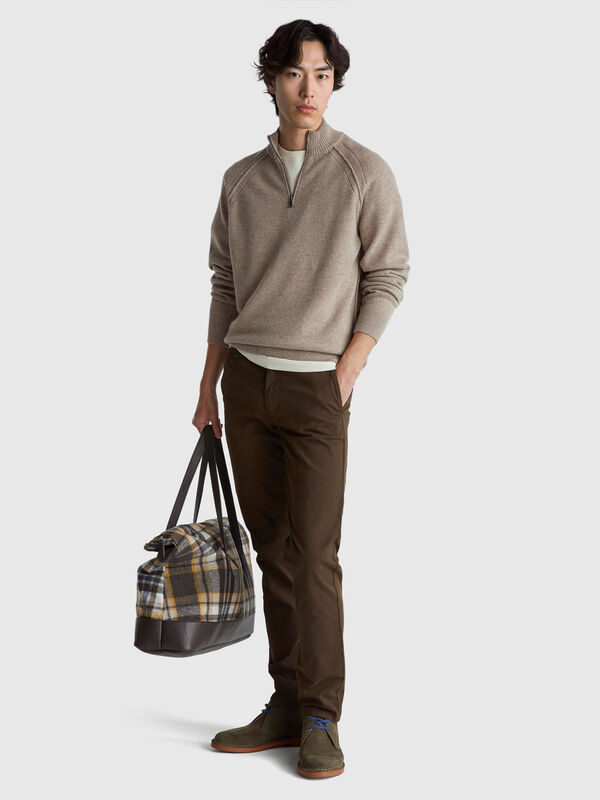 Dark brown slim fit chinos Men