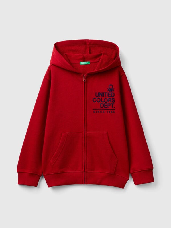 Hoodie with zip and embroidered logo Junior Boy