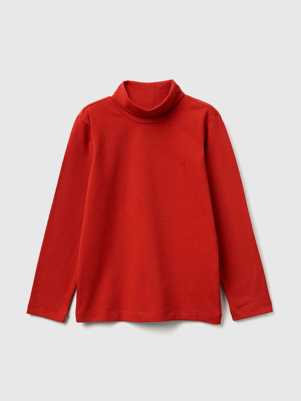 Turtleneck t-shirt in warm stretch cotton Junior Boy