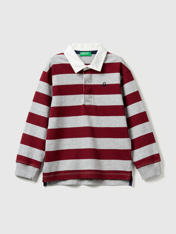 Striped rugby polo in cotton Junior Boy