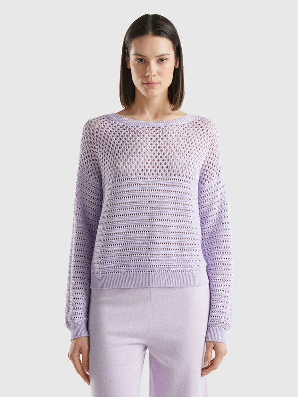 Boxy fit sweater with open knit Women