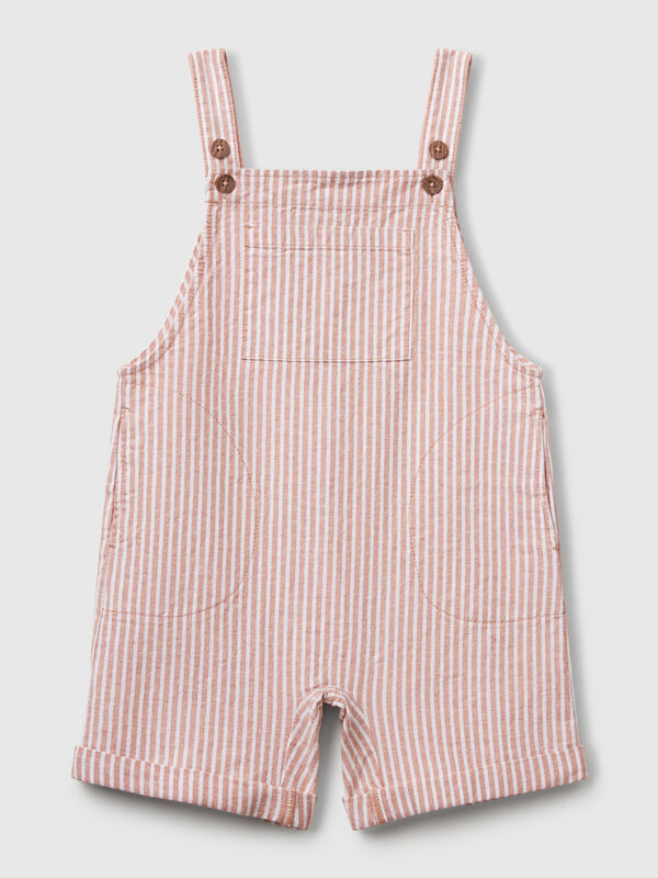 Striped dungarees in linen blend Junior Boy